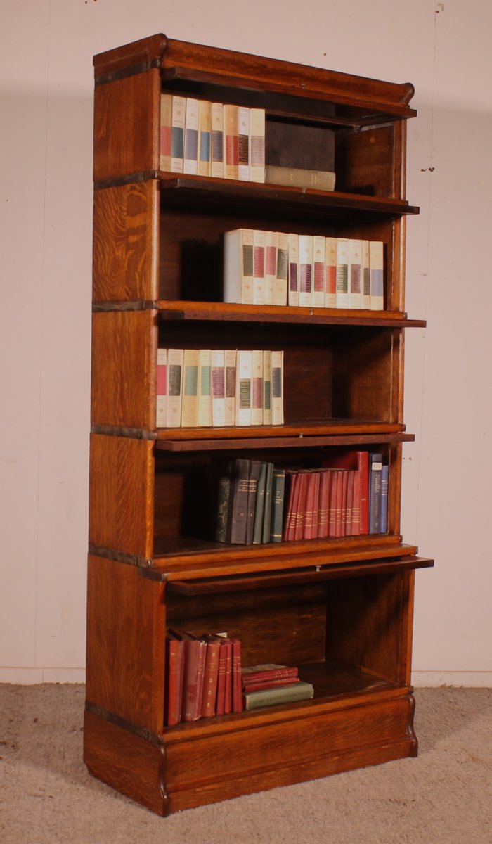 Bibliothèque Globe Wernicke En chêne  De 5  éléments avec une avancée-photo-3
