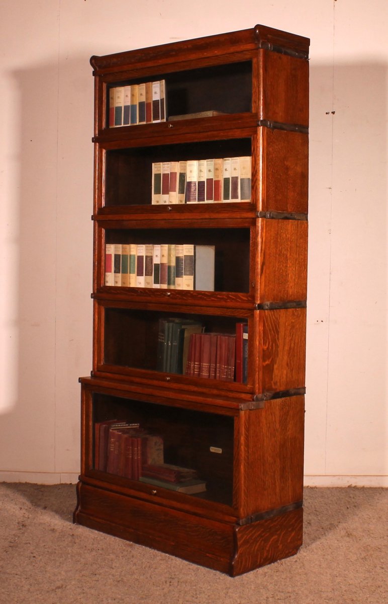 Bibliothèque Globe Wernicke En chêne  De 5  éléments avec une avancée-photo-7