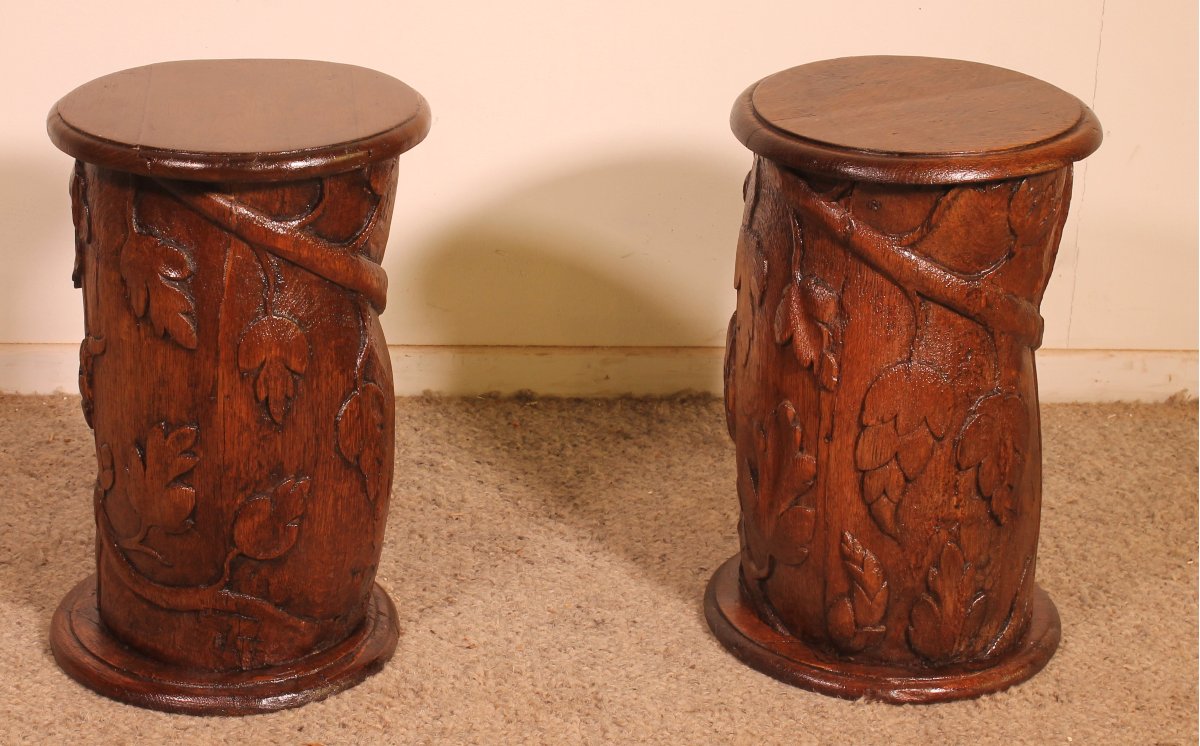 Pair Of 17th Century Oak Bedside Tables Or Sofa Ends-photo-2
