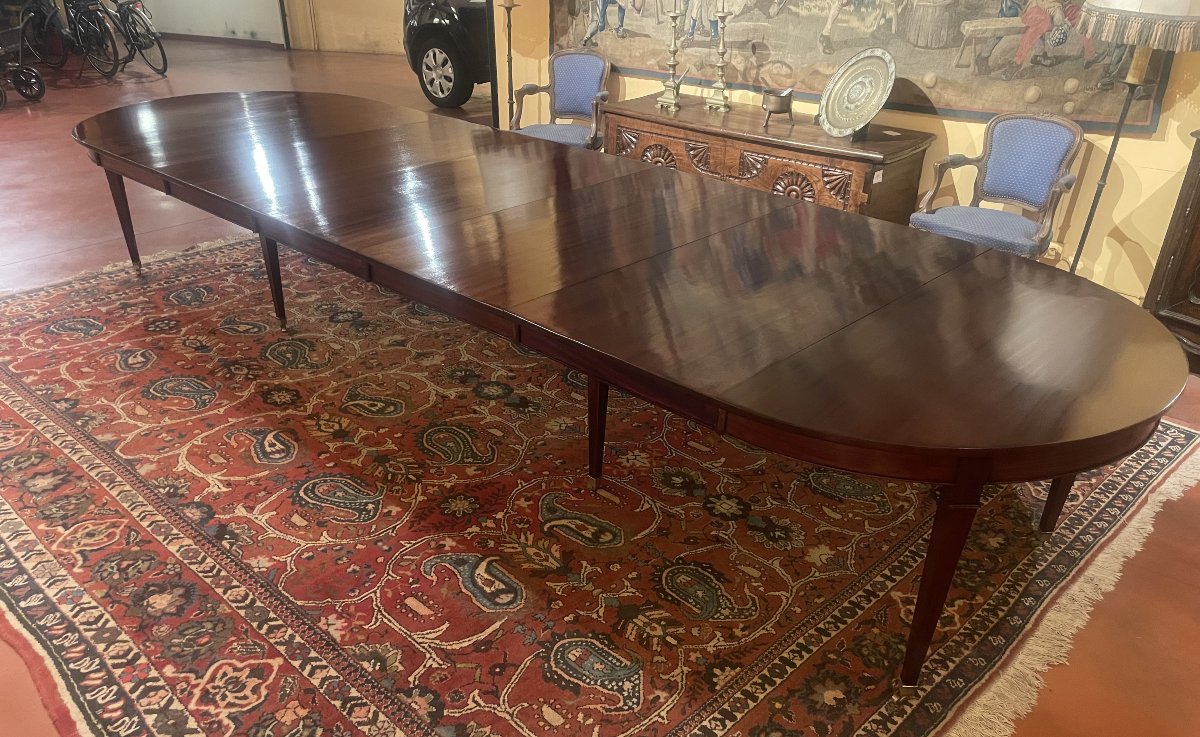 Table De Salle à Manger d'époque Louis XVI 8 pieds En Acajou de 4m61 de long-photo-5