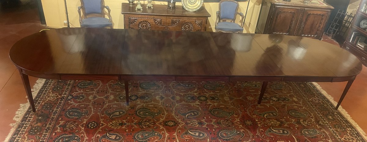 Table De Salle à Manger d'époque Louis XVI 8 pieds En Acajou de 4m61 de long-photo-8