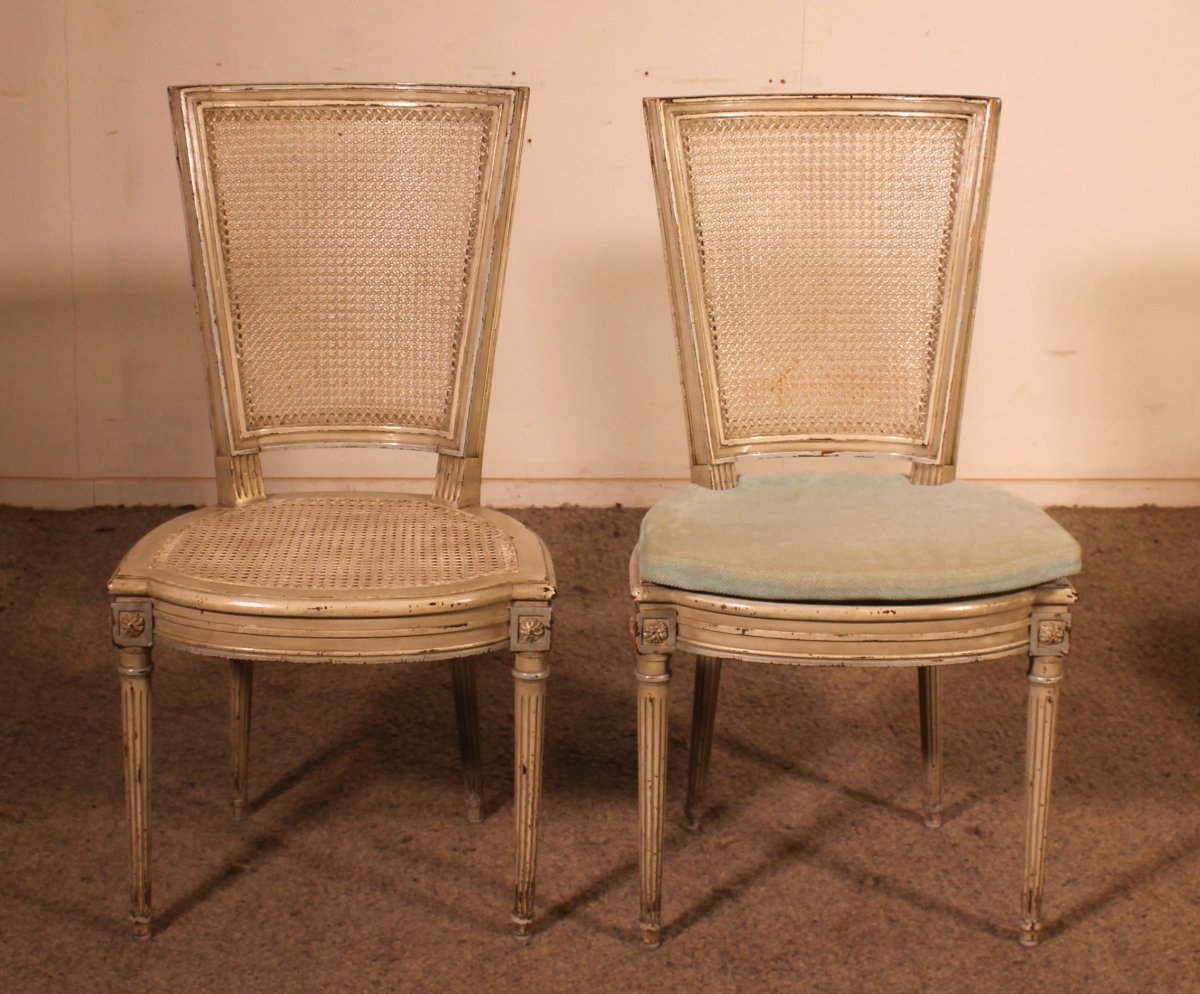 Set Of 12 Louis XVI Style Chairs In Polychrome Wood - 19th Century-photo-4