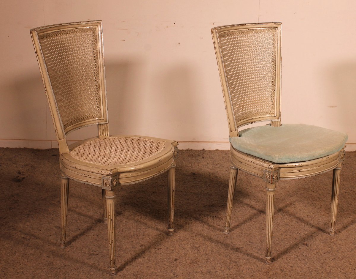 Set Of 12 Louis XVI Style Chairs In Polychrome Wood - 19th Century-photo-1