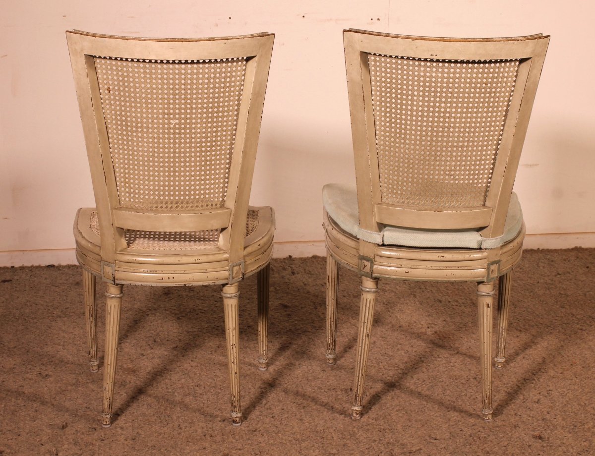 Set Of 12 Louis XVI Style Chairs In Polychrome Wood - 19th Century-photo-4