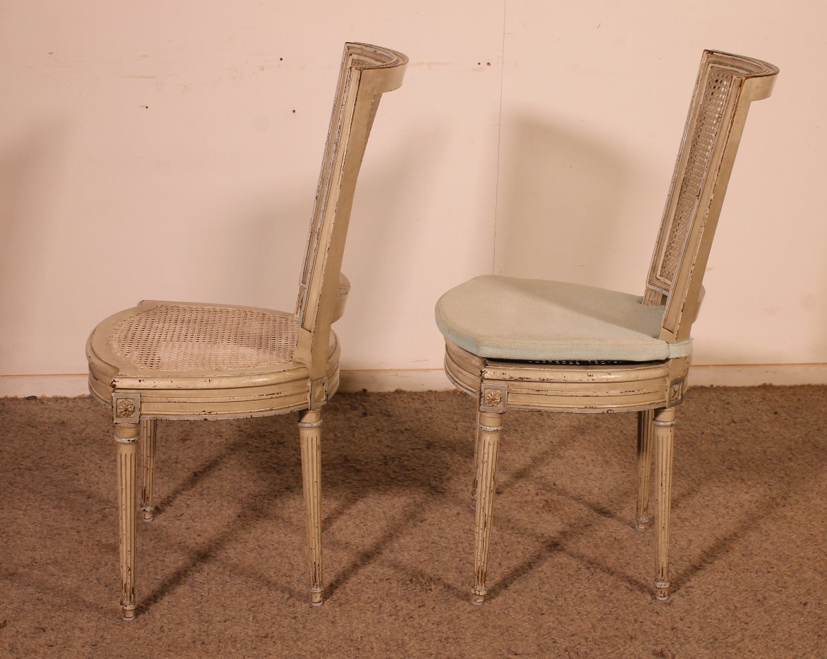 Set Of 12 Louis XVI Style Chairs In Polychrome Wood - 19th Century-photo-5