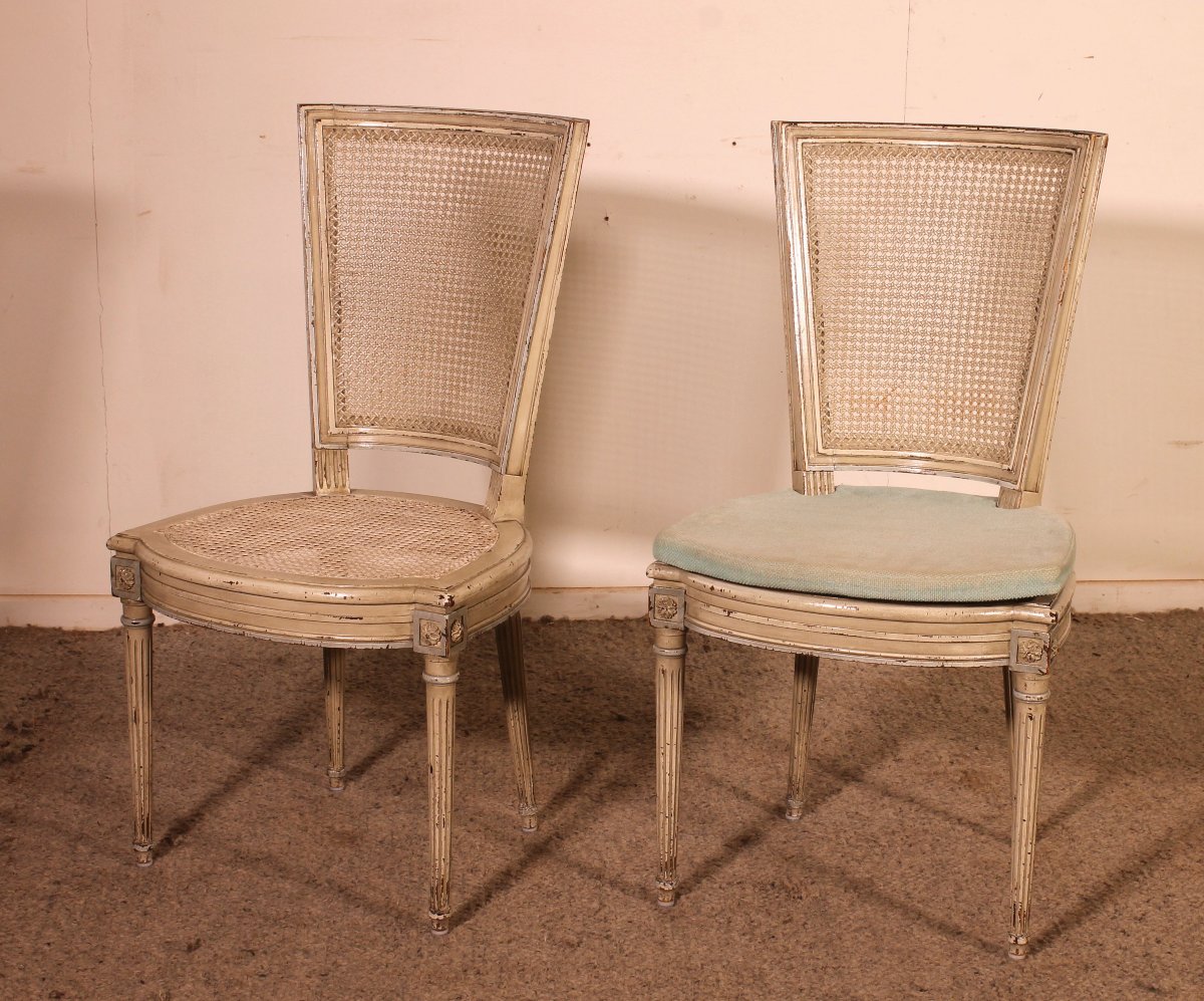 Set Of 12 Louis XVI Style Chairs In Polychrome Wood - 19th Century-photo-6
