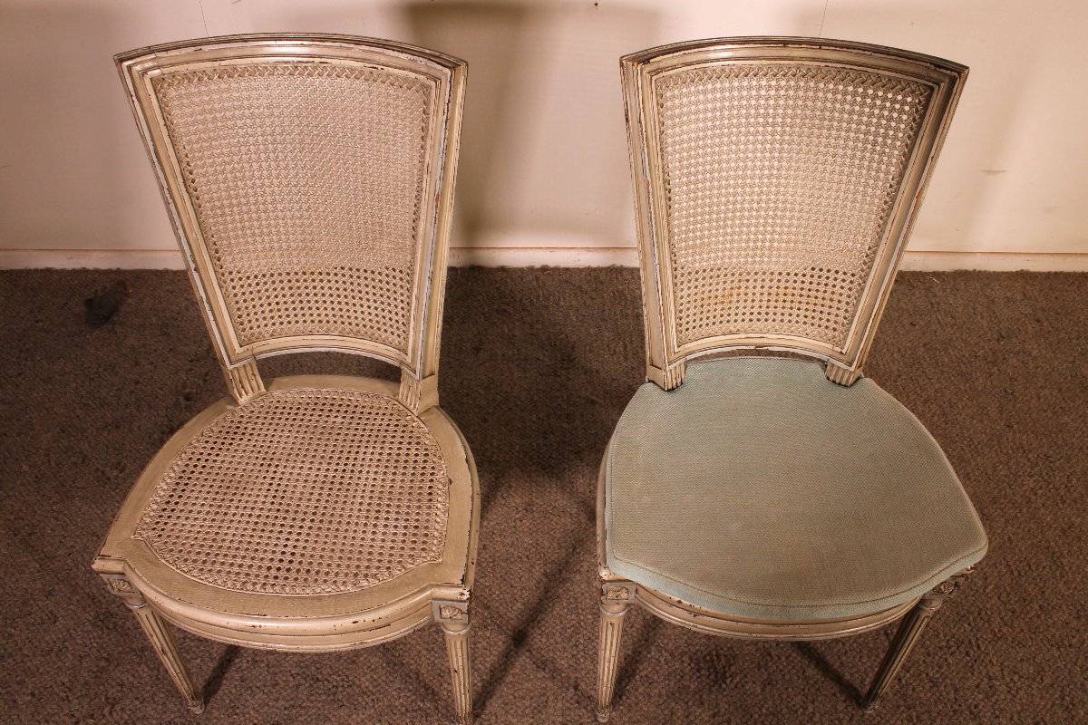 Set Of 12 Louis XVI Style Chairs In Polychrome Wood - 19th Century-photo-7