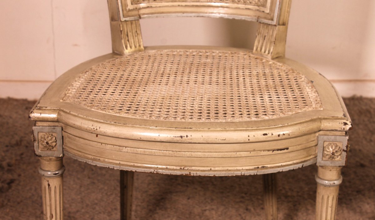 Set Of 12 Louis XVI Style Chairs In Polychrome Wood - 19th Century-photo-8