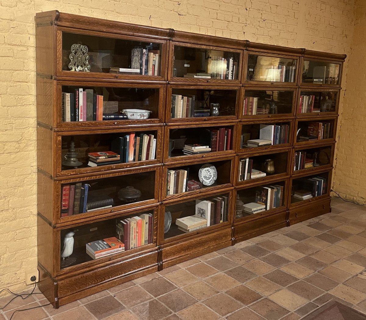 Mur De Bibliothèque de 4 modules Globe Wernicke En Chêne -19° Siècle-photo-3