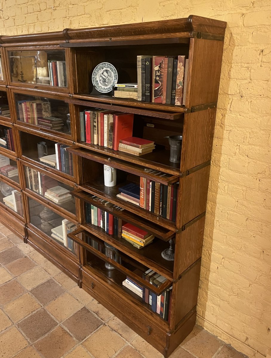 Mur De Bibliothèque de 4 modules Globe Wernicke En Chêne -19° Siècle-photo-4