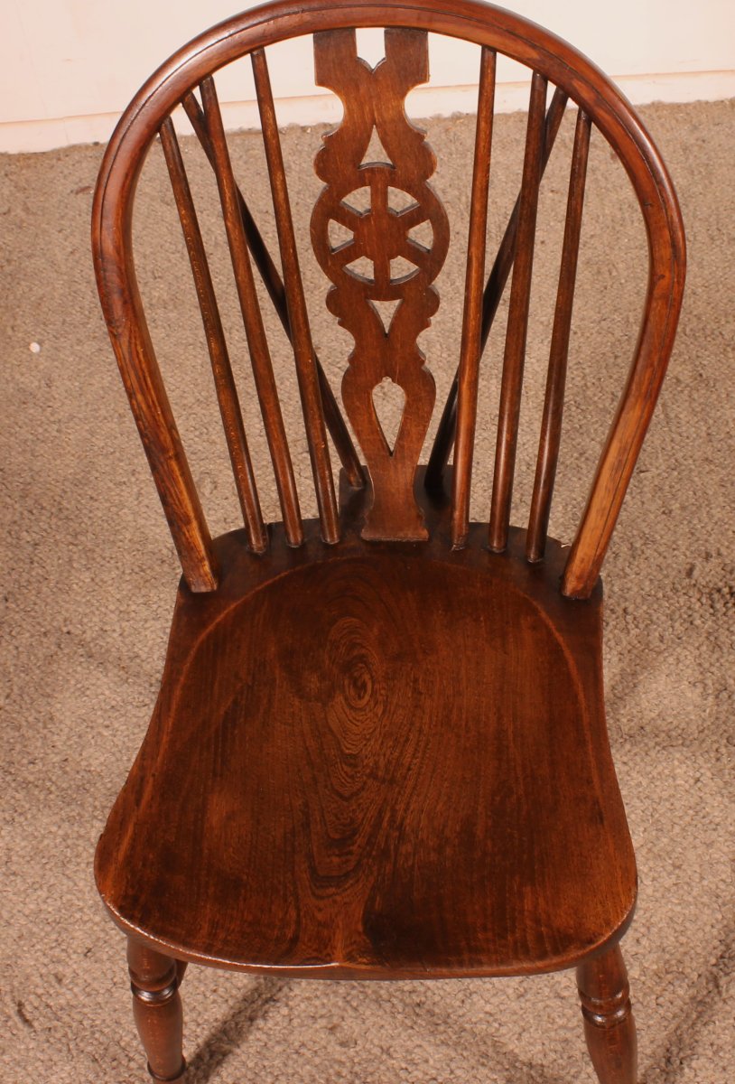 Série De 6 Chaises Windsor Wheelback Du 19° Siècle-photo-2