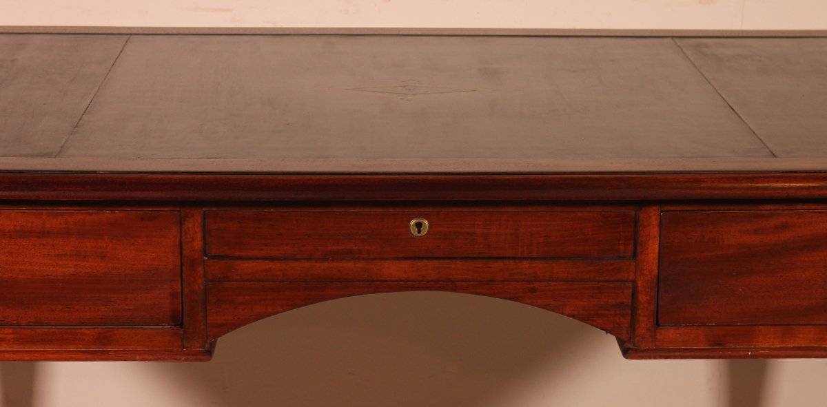 bureau plat deux tiroirs du 19° siècle en acajou-photo-4