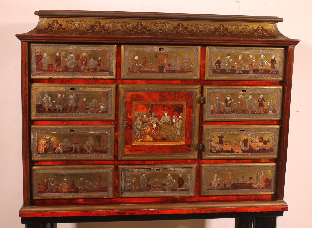 cabinet anversois d'époque baroque -18° siècle en marqueterie boule -photo-2