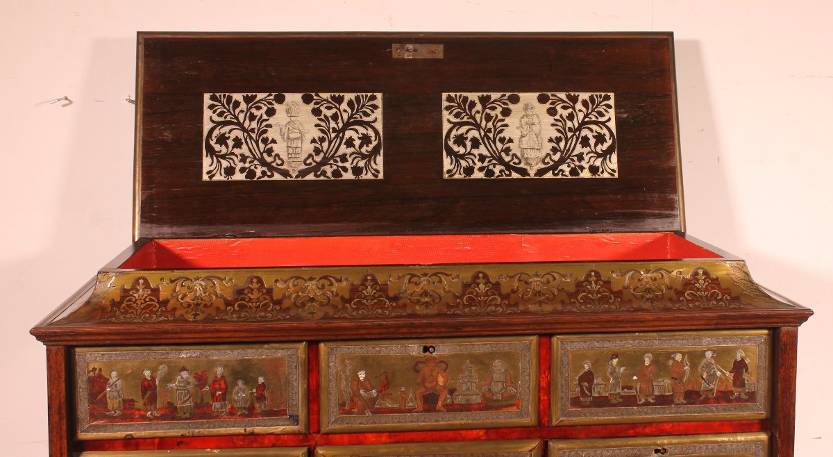 cabinet anversois d'époque baroque -18° siècle en marqueterie boule -photo-4