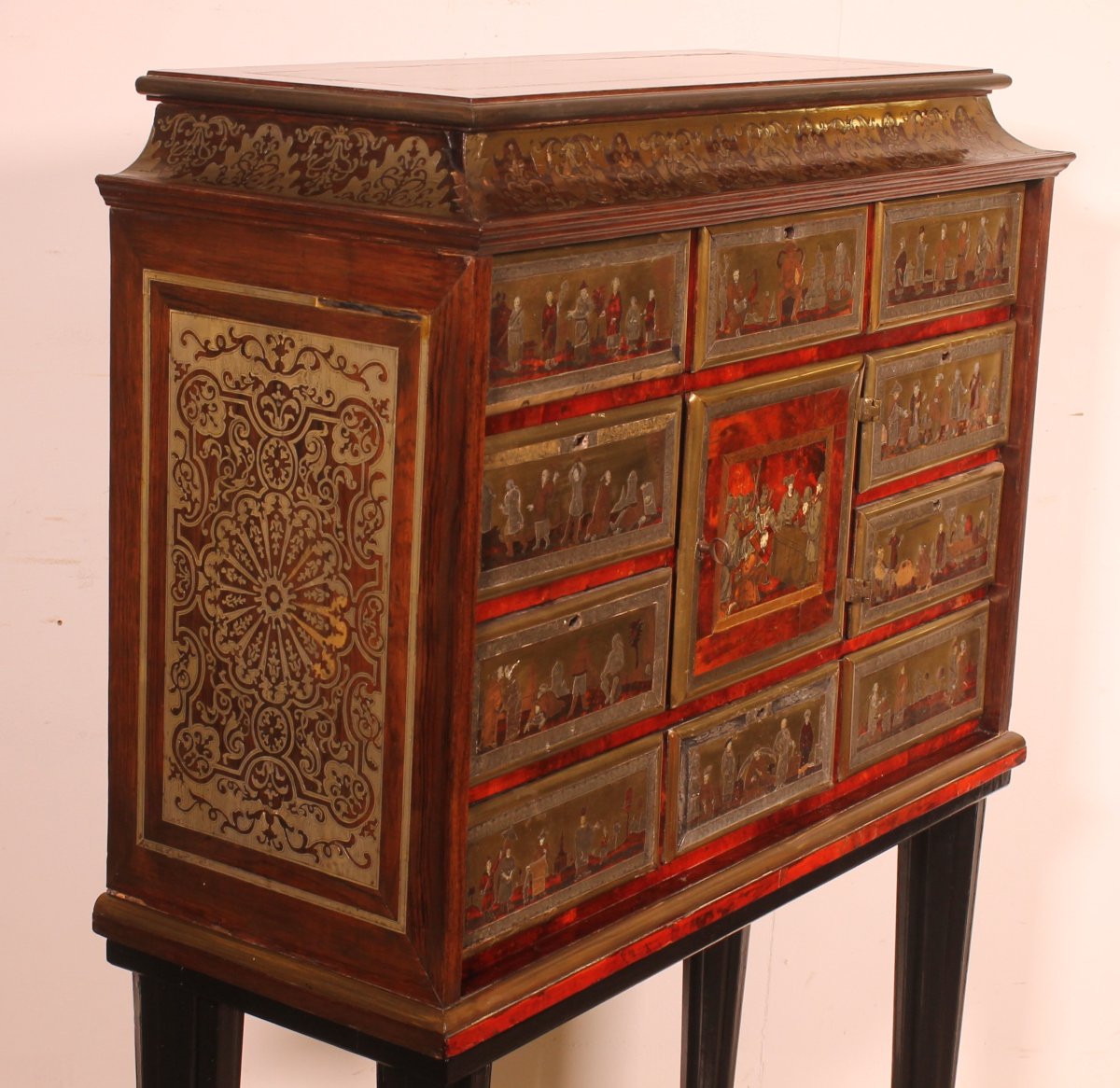 cabinet anversois d'époque baroque -18° siècle en marqueterie boule -photo-5