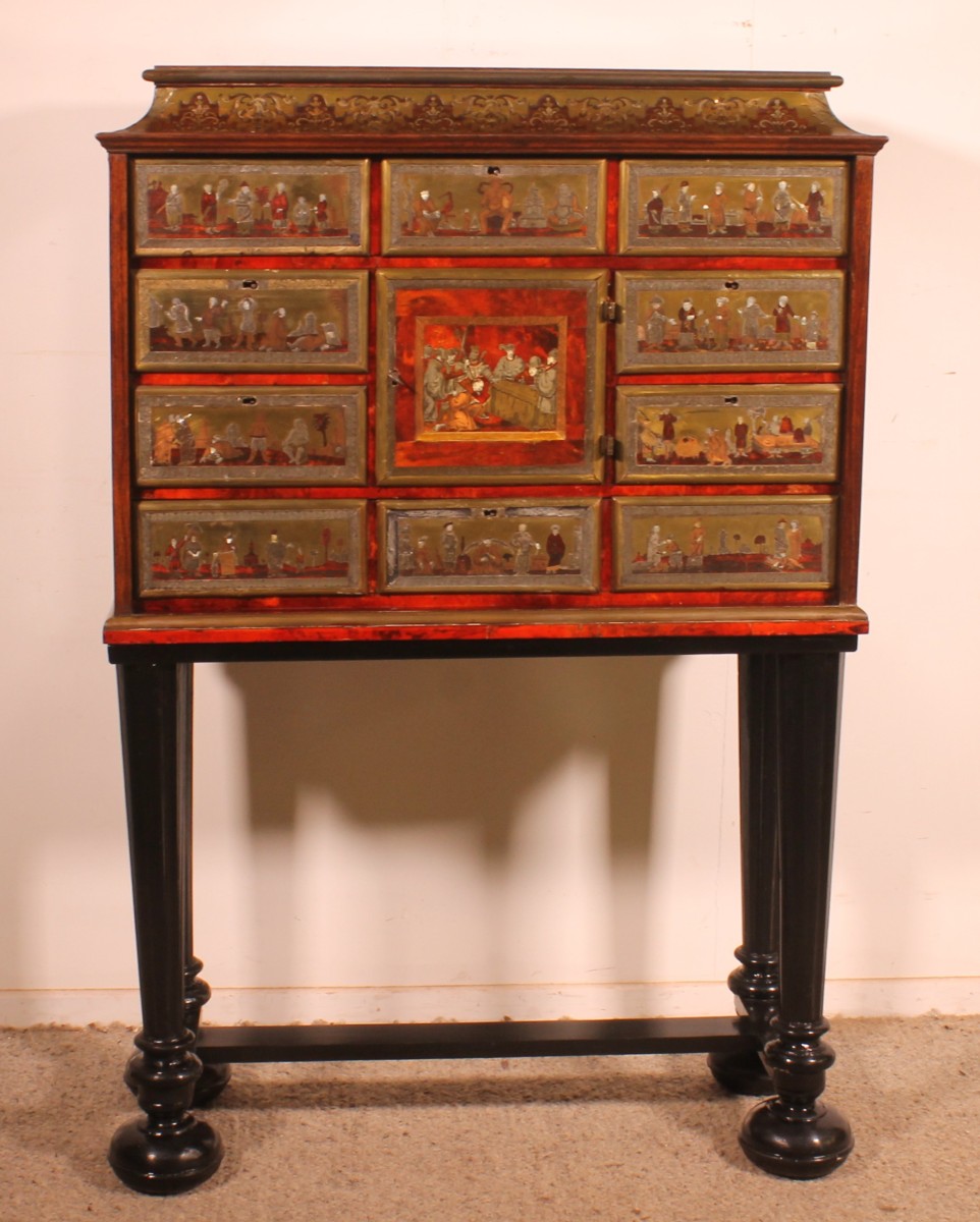 cabinet anversois d'époque baroque -18° siècle en marqueterie boule 
