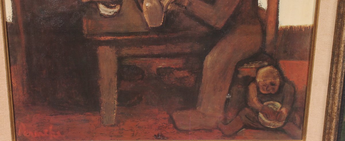 huile sur toile d'après Constant Permeke 20° siècle-photo-3