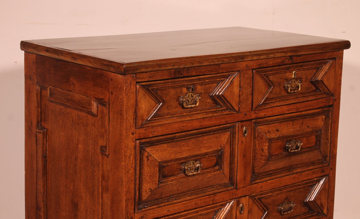 Commode Jacobean En Chêne et noyer 17° Siècle-photo-2