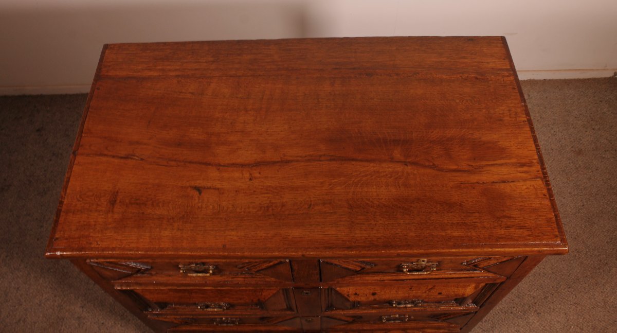 Commode Jacobean En Chêne et noyer 17° Siècle-photo-6