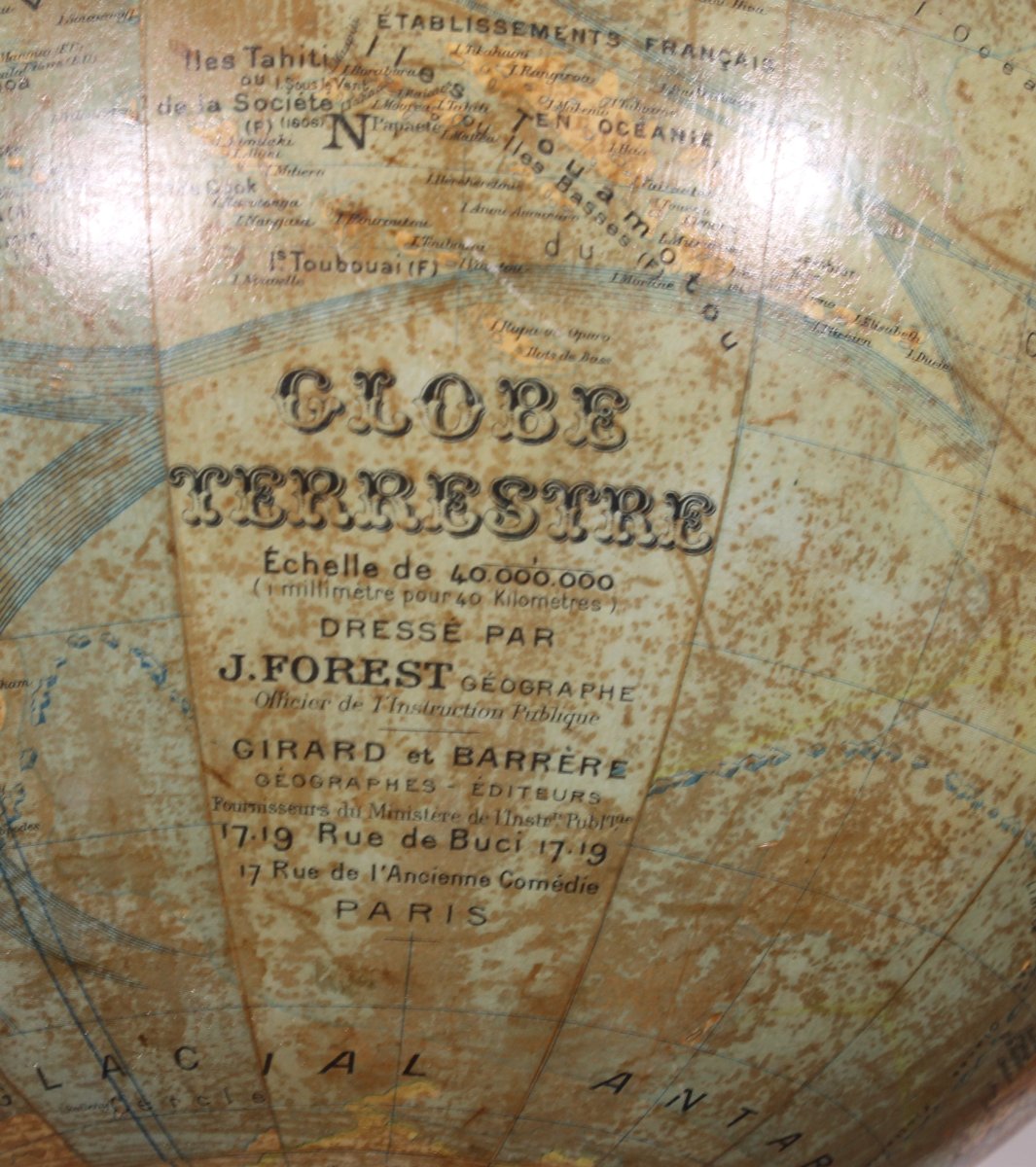 J. Forest Paris 19th Century Library Globe-photo-6