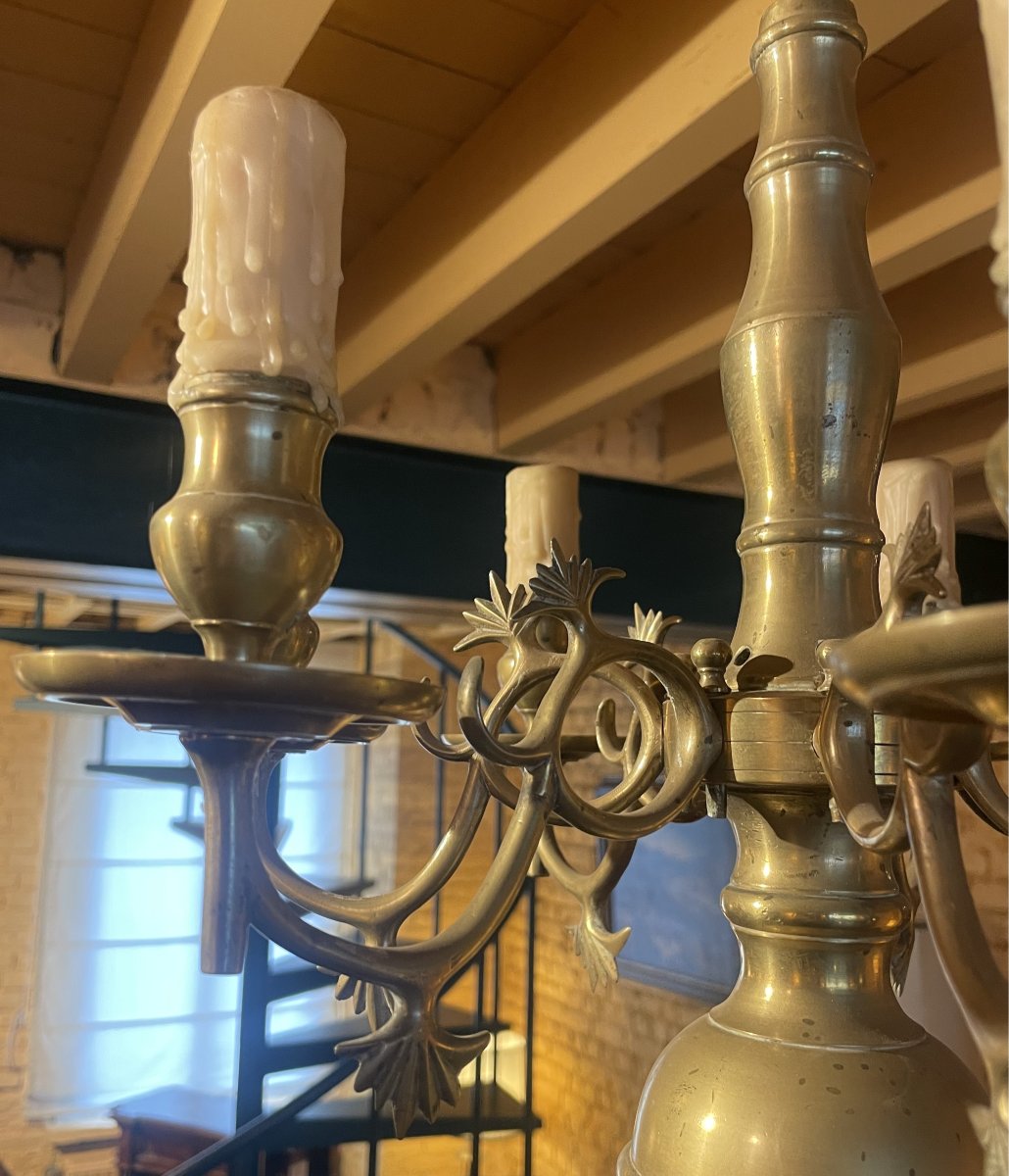 Renaissance Style Chandelier In Bronze With 6 From The 19 Century-photo-2