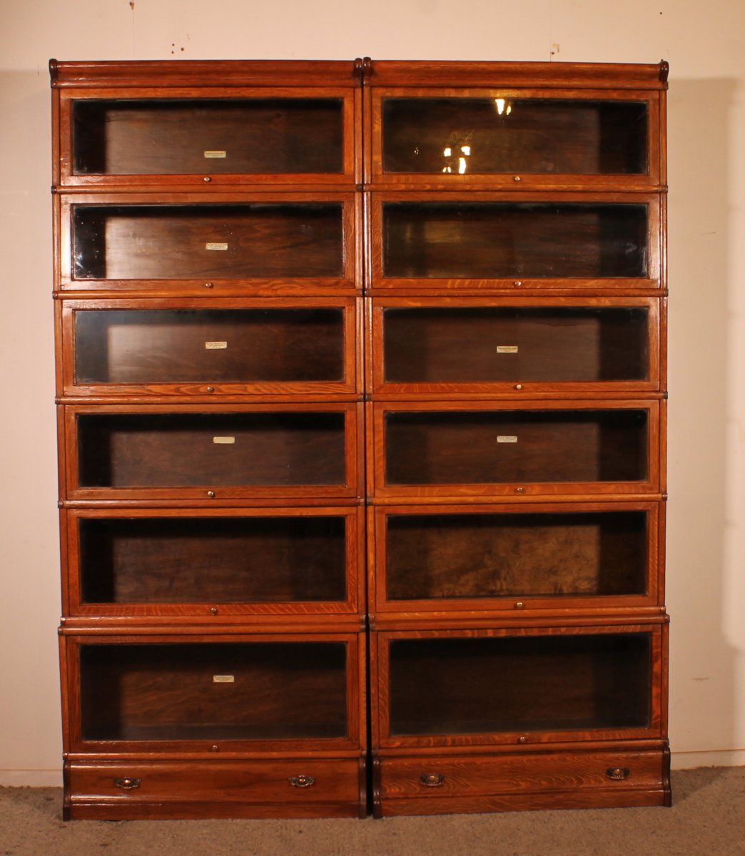 Pair Of Globe Wernicke Oak Bookcases Circa 1900-photo-2