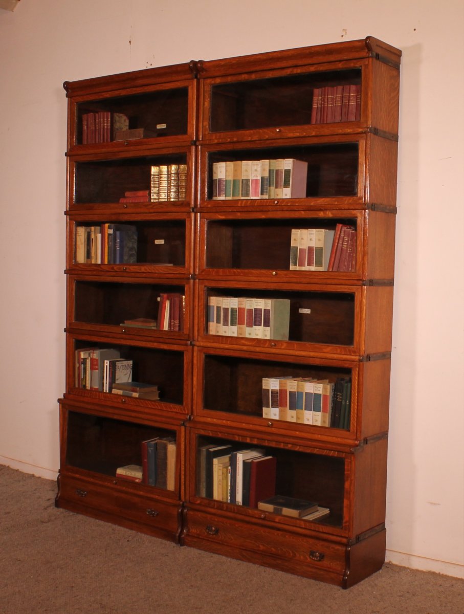 Pair Of Globe Wernicke Oak Bookcases Circa 1900-photo-2