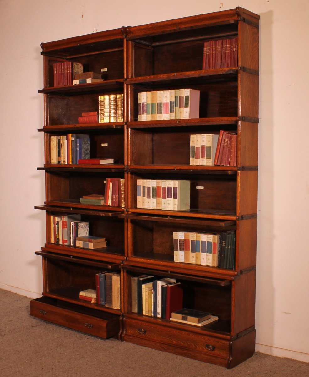 Pair Of Globe Wernicke Oak Bookcases Circa 1900-photo-4