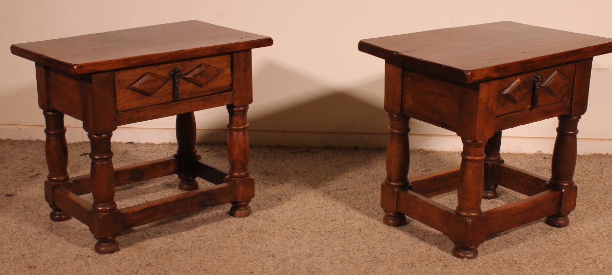 Pair Of Spanish Walnut Bedside Tables-photo-4