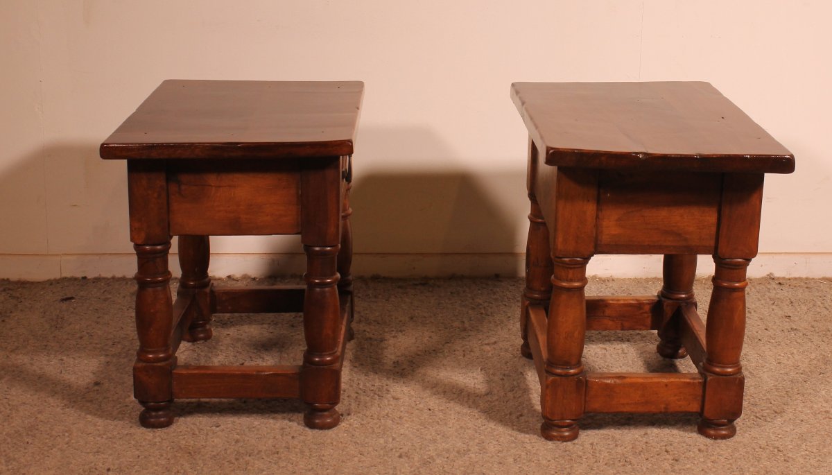 Pair Of Spanish Walnut Bedside Tables-photo-1
