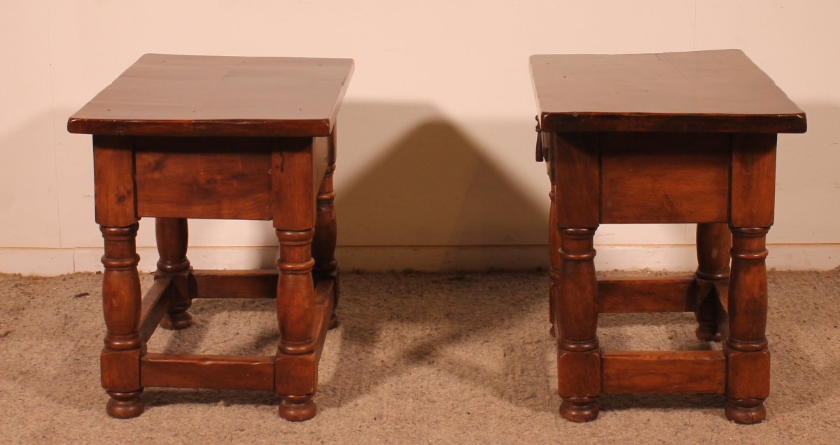 Pair Of Spanish Walnut Bedside Tables-photo-3