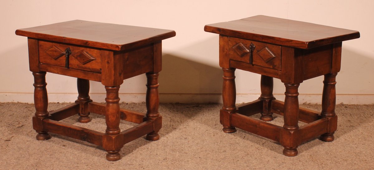 Pair Of Spanish Walnut Bedside Tables-photo-4