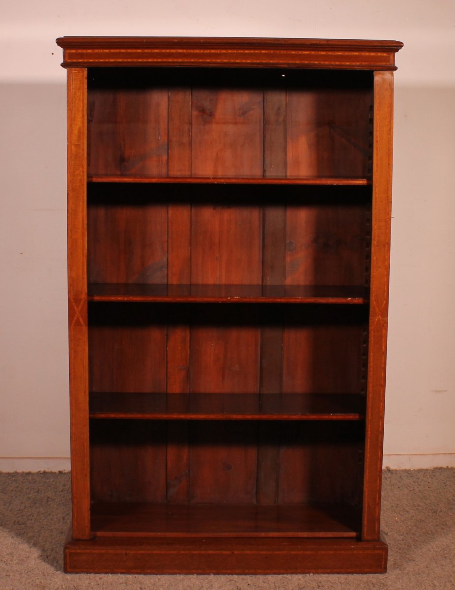 Bibliothèque Ouverte En Acajou et incrustations du  19° Siècle-angleterre-photo-2