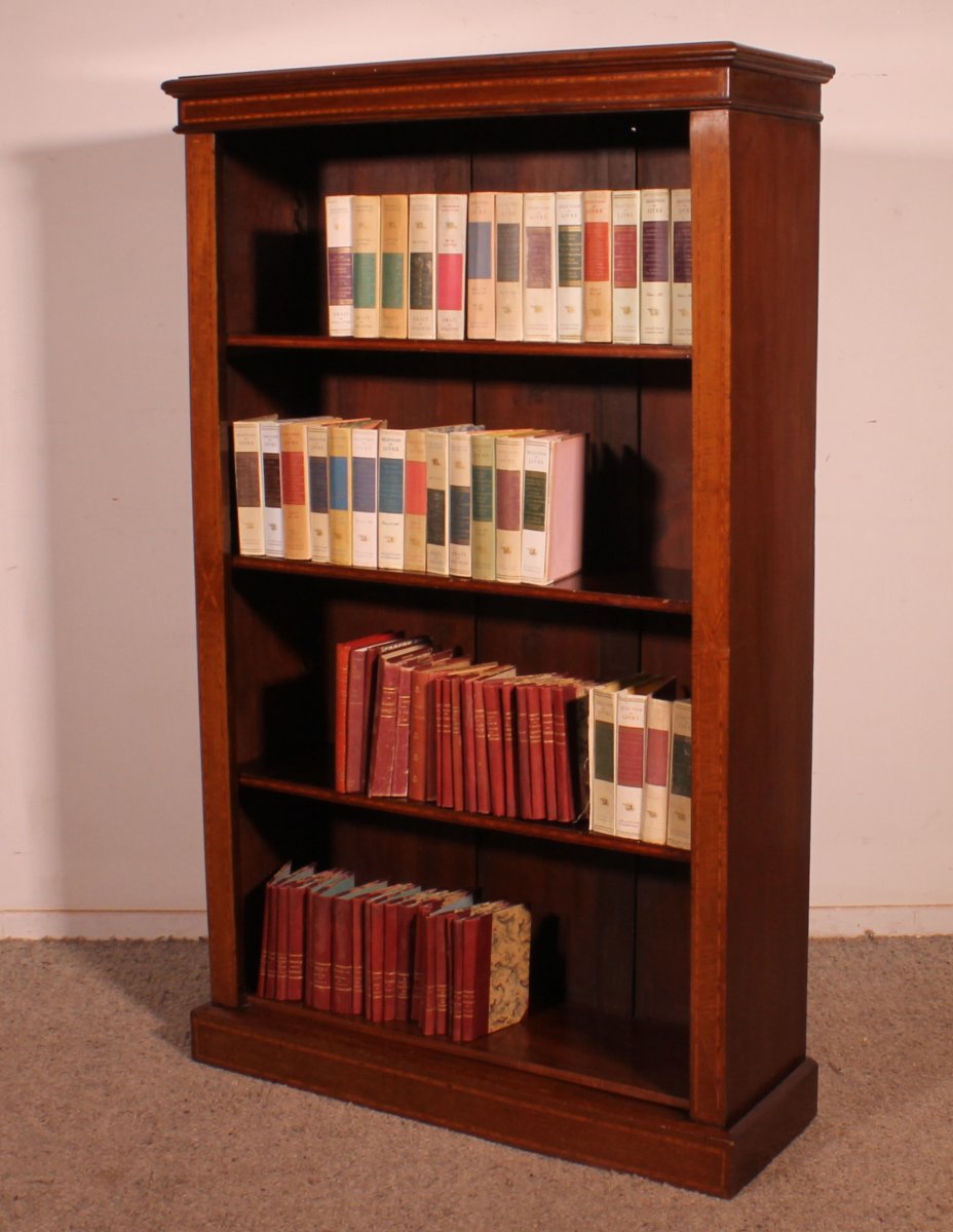 Bibliothèque Ouverte En Acajou et incrustations du  19° Siècle-angleterre-photo-1