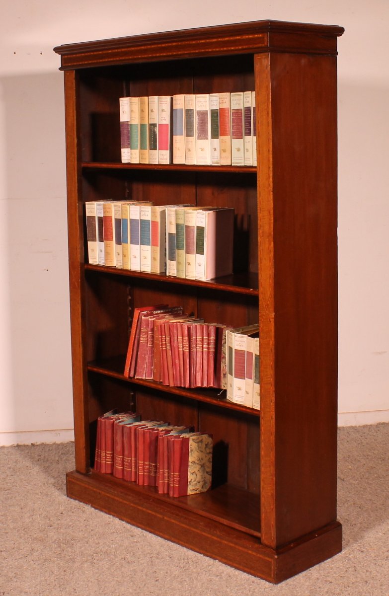 Bibliothèque Ouverte En Acajou et incrustations du  19° Siècle-angleterre-photo-5