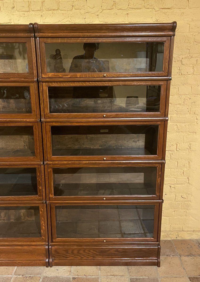 Mur De Bibliothèque de 3 modules Globe Wernicke En Chêne -19° Siècle-photo-2
