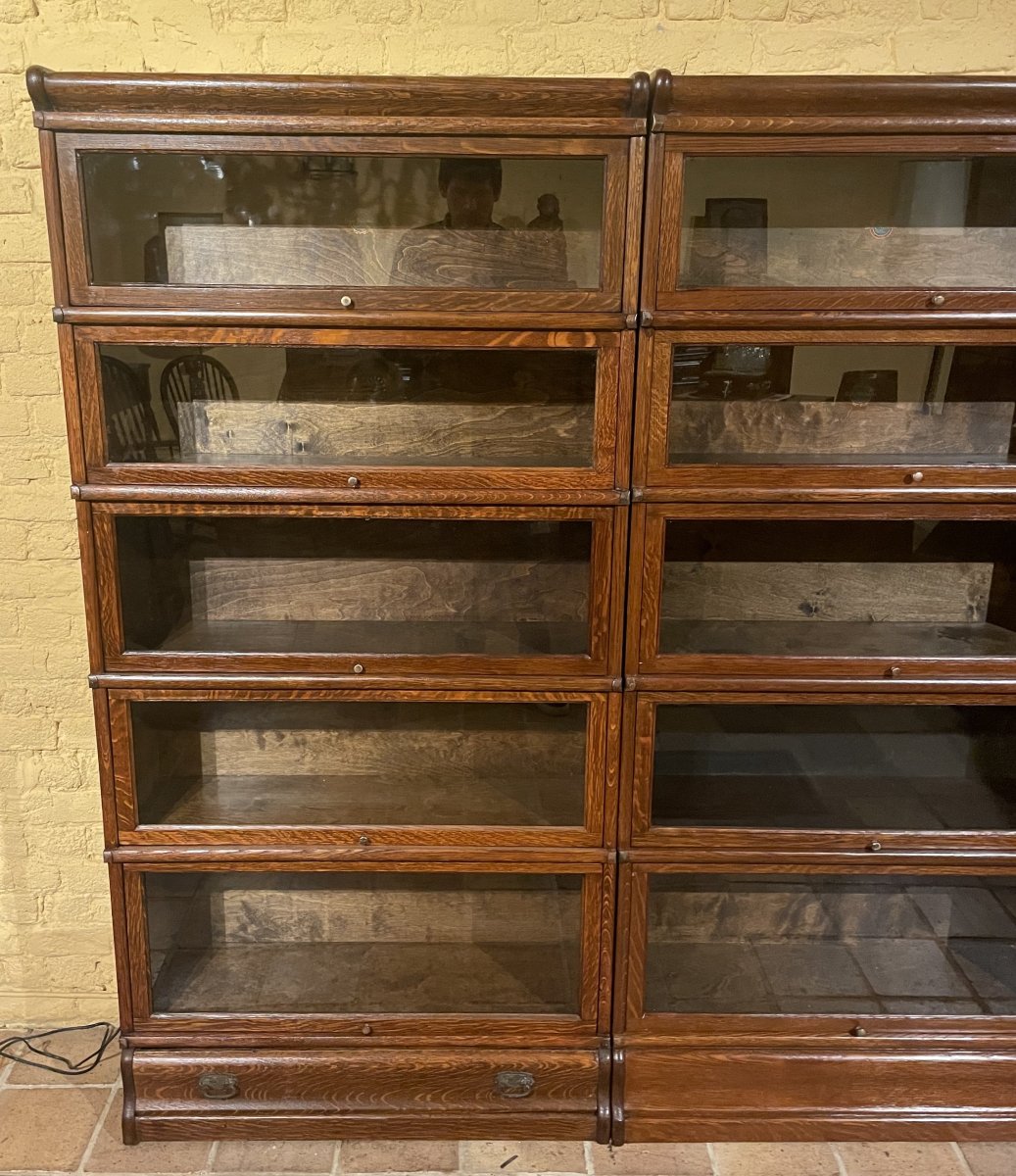 Mur De Bibliothèque de 3 modules Globe Wernicke En Chêne -19° Siècle-photo-3