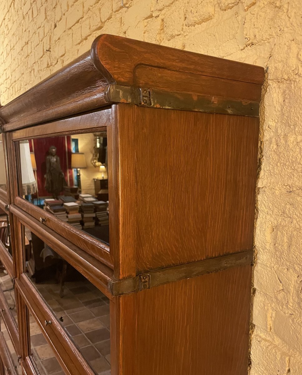 Mur De Bibliothèque de 3 modules Globe Wernicke En Chêne -19° Siècle-photo-2