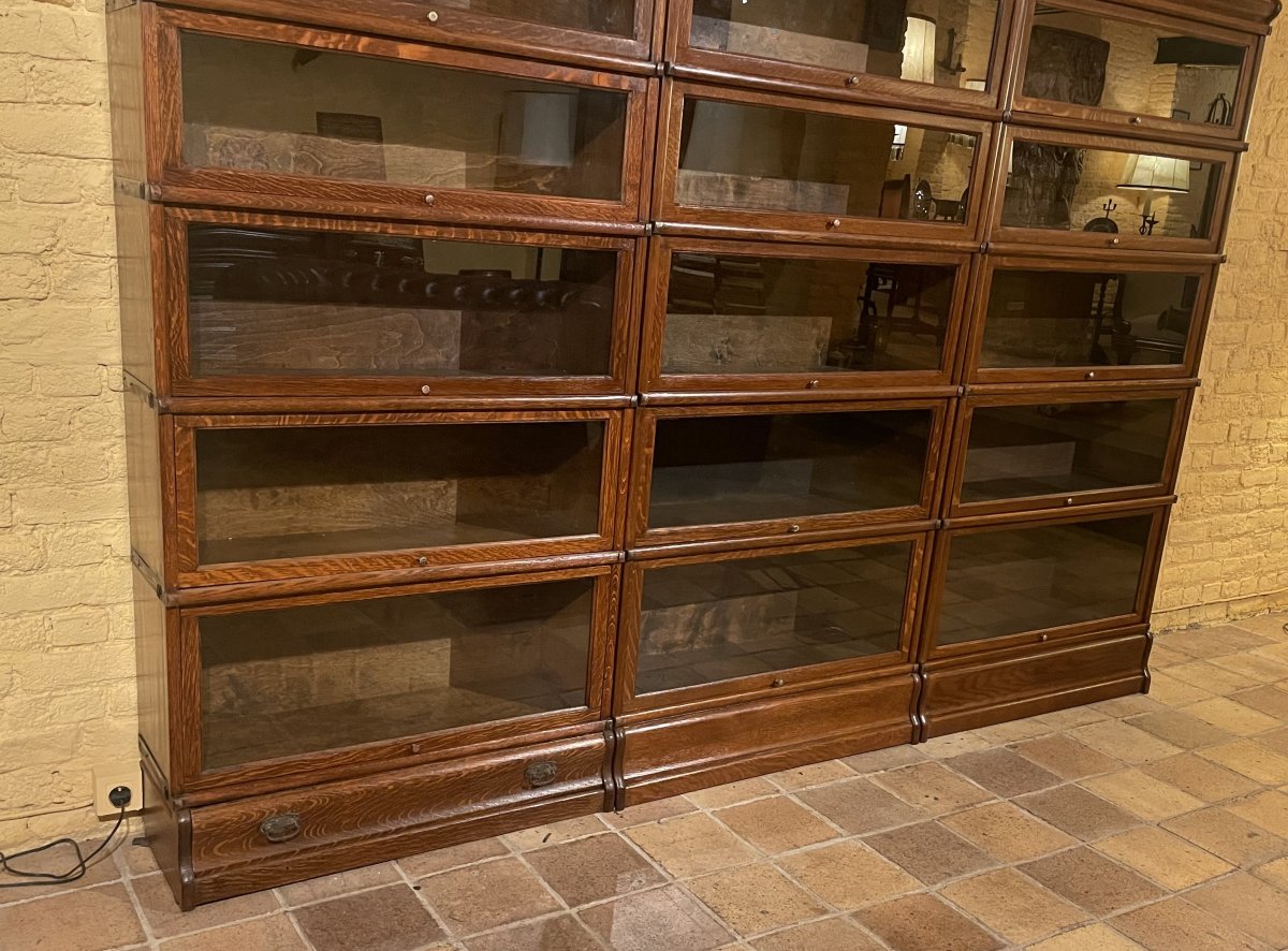 Mur De Bibliothèque de 3 modules Globe Wernicke En Chêne -19° Siècle-photo-4