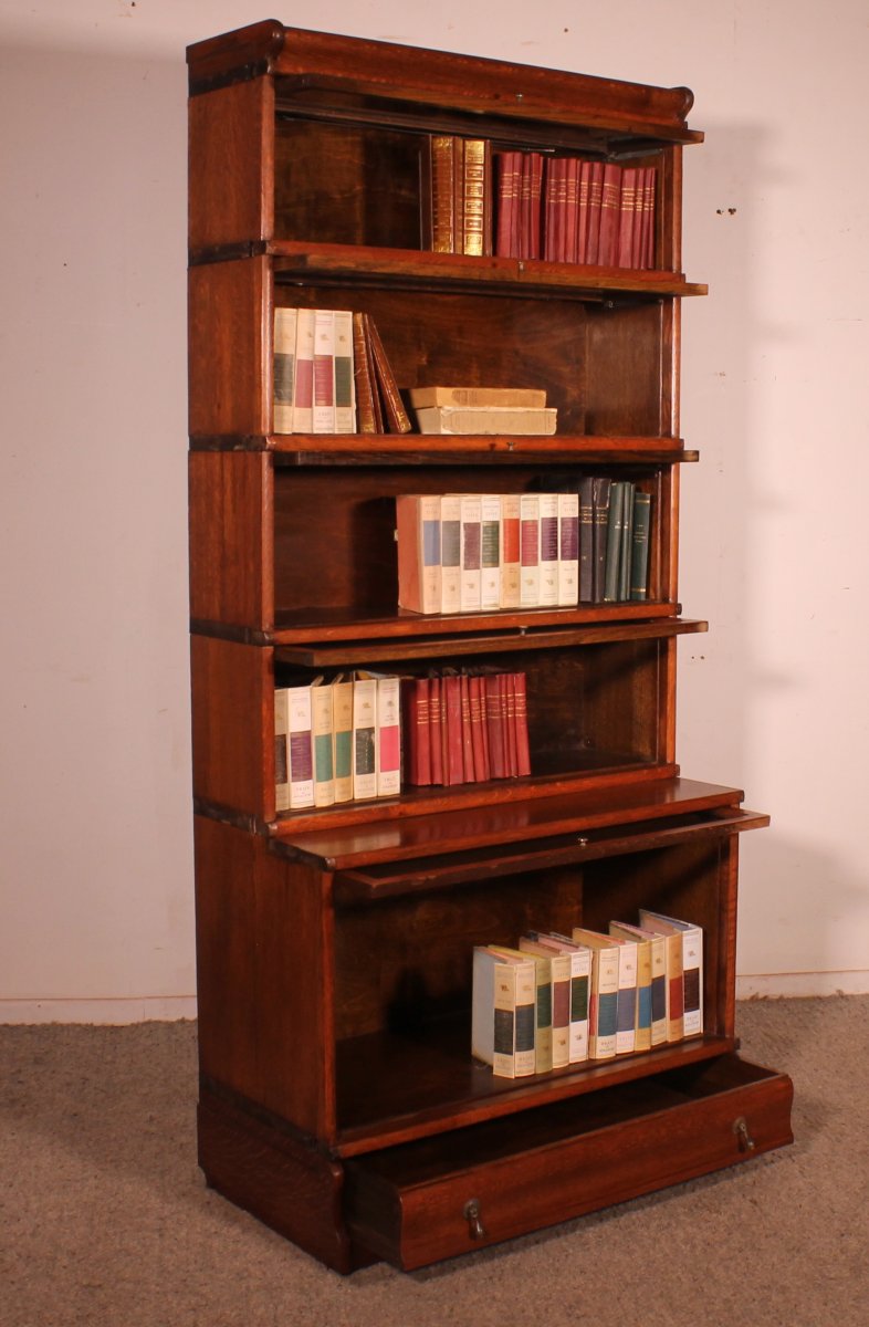Globe Wernicke Bookcase In Oak, 5 Elements With A Projection-photo-1