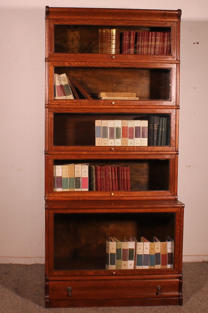 Globe Wernicke Bookcase In Oak, 5 Elements With A Projection-photo-2