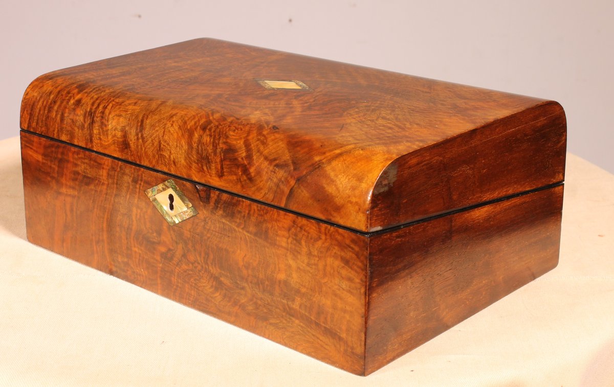 écritoire en loupe de noyer du 19° siècle-photo-1