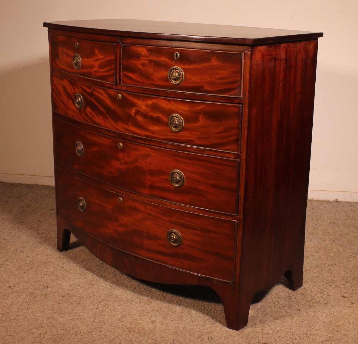 Commode Bombée d'époque regency  En Acajou-photo-1