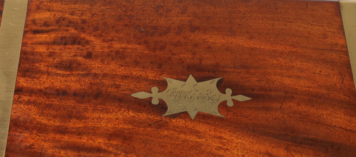 Mahogany Marine Or Campaign  Writing Slope With A Hidden Compartment, 19th Century-photo-4