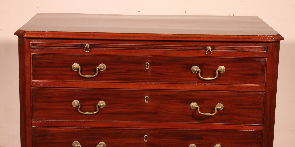 George III Period Mahogany Chest Of Drawers With A Brushing Slide Above  - 18th Century-photo-2