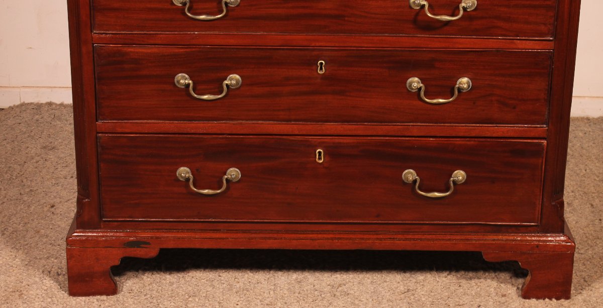 George III Period Mahogany Chest Of Drawers With A Brushing Slide Above  - 18th Century-photo-3