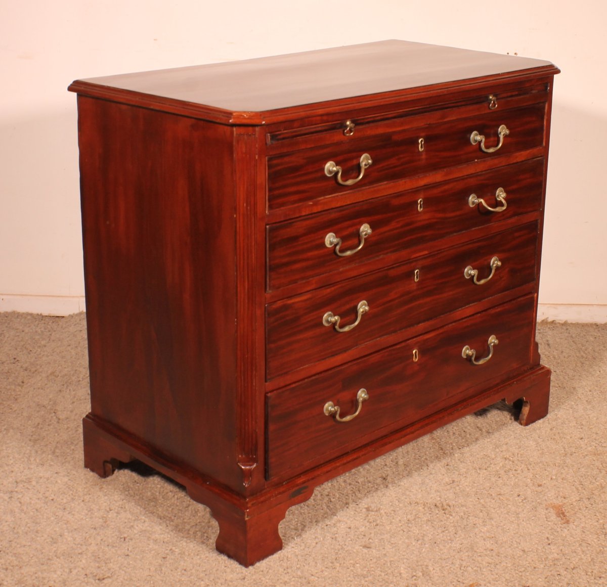 George III Period Mahogany Chest Of Drawers With A Brushing Slide Above  - 18th Century-photo-4
