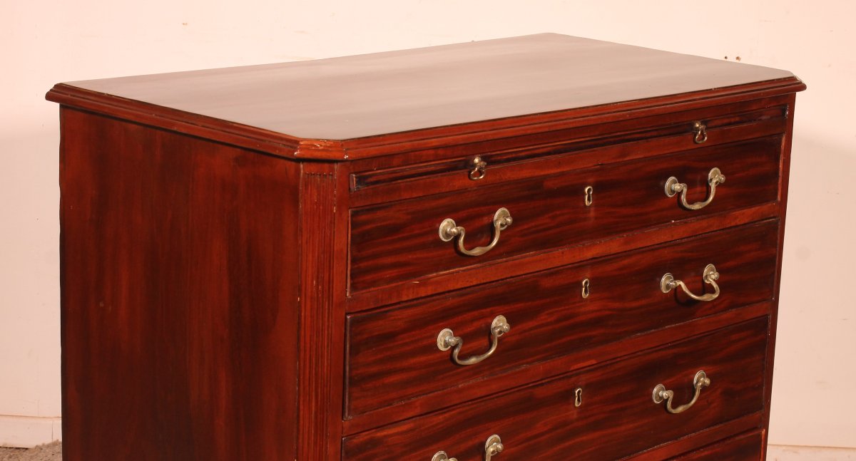 George III Period Mahogany Chest Of Drawers With A Brushing Slide Above  - 18th Century-photo-1