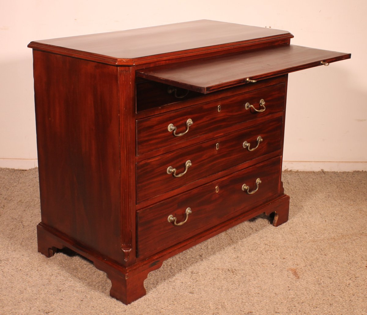 George III Period Mahogany Chest Of Drawers With A Brushing Slide Above  - 18th Century-photo-2