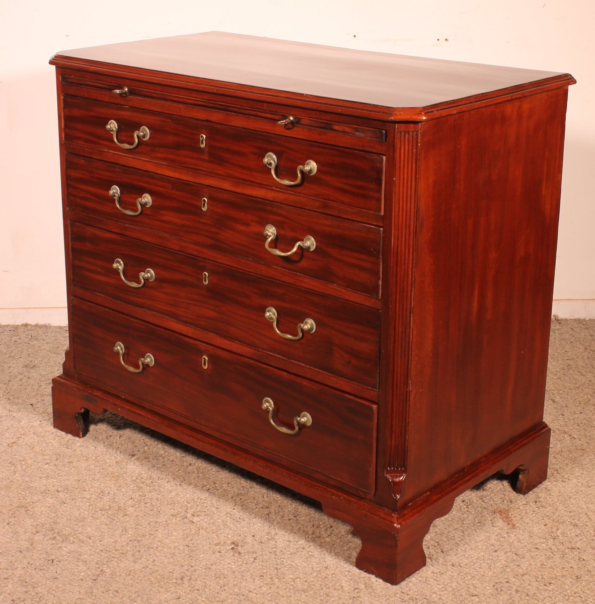 George III Period Mahogany Chest Of Drawers With A Brushing Slide Above  - 18th Century-photo-6